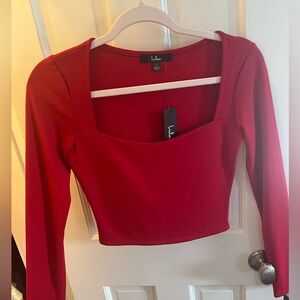 Lulus red cropped long sleeve top